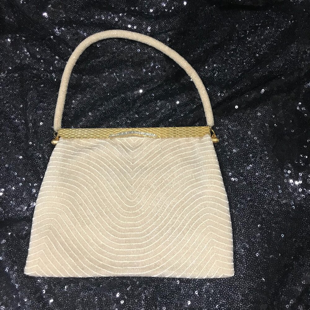VINTAGE SMALL BEADED PURSE MADE IN FRANCE (PREOWNED)